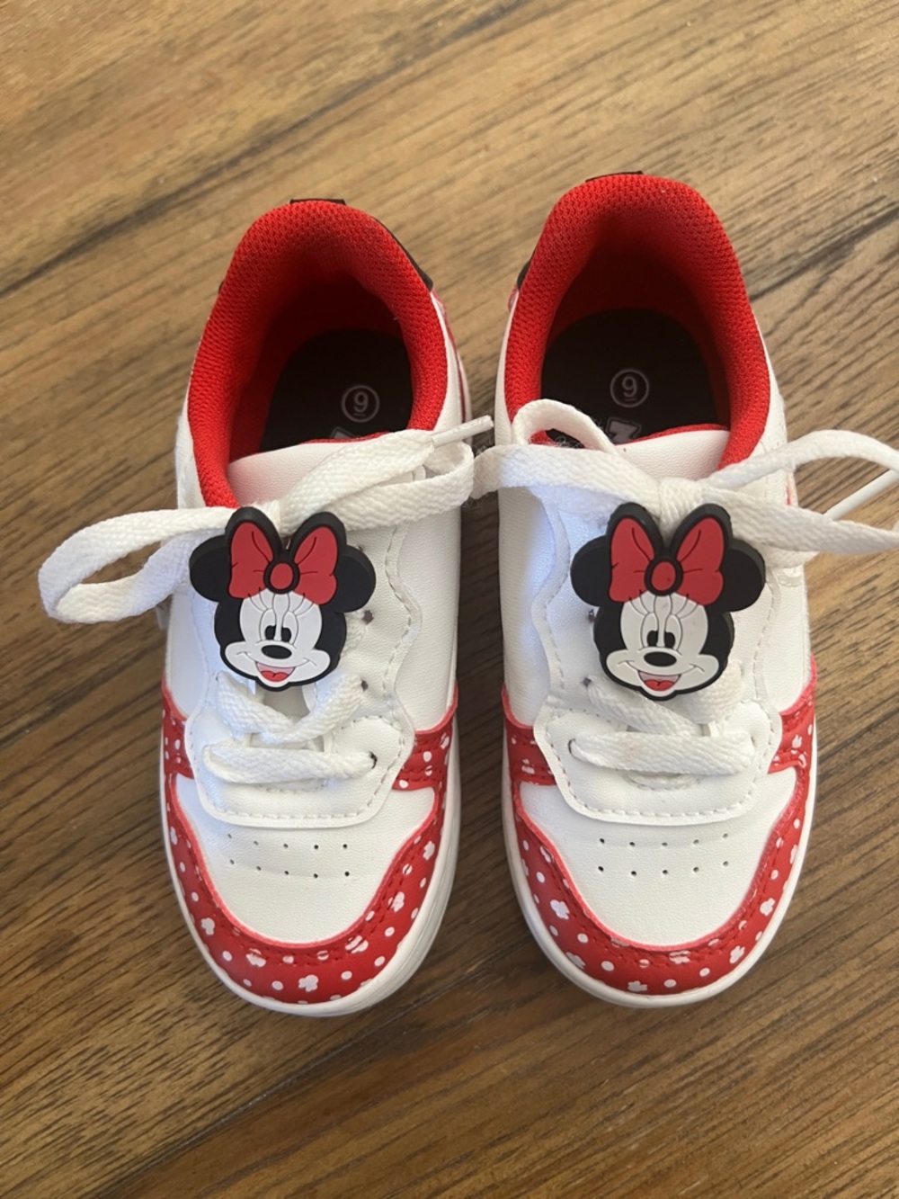 Girls Red & White Minnie Mouse Sneakers - Cute Character Trainers